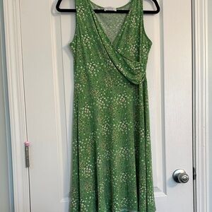 Green Sleeveless Wrap Dress